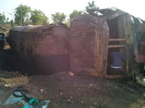 Tanker full of oil burned
